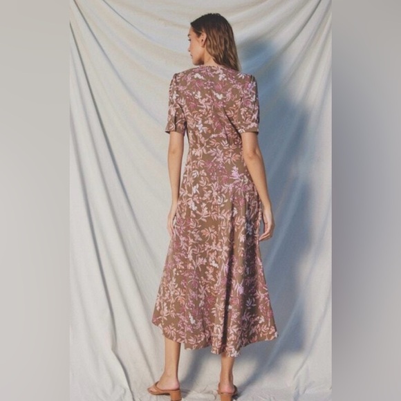 Dress Forum Mauve & Taupe Slow Dancing Button Detail Midi Dress - Medium - Picture 7 of 8